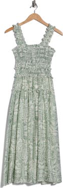 Blu Pepper Mixed Print Smocked Dress