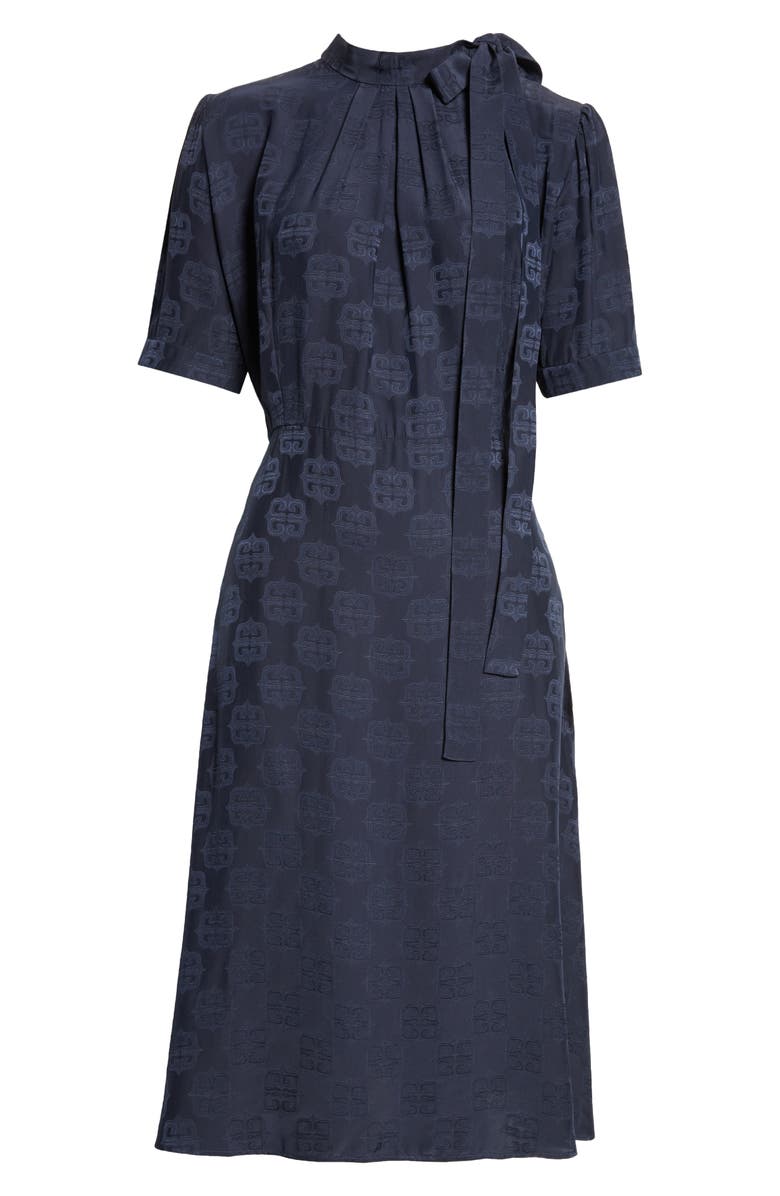 Givenchy 4G Baroque Logo Jacquard Lavallière Midi Dress, Alternate, color, 