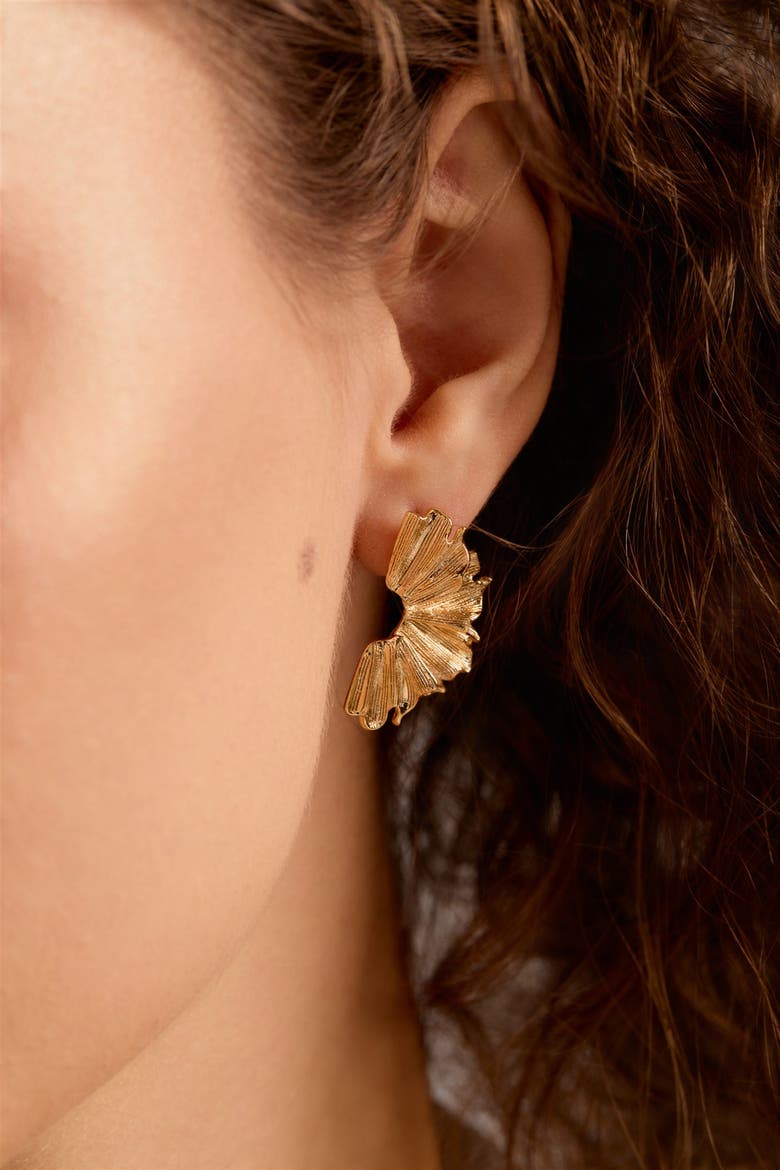 Lilah Flower Earrings, Alternate, color, Gold