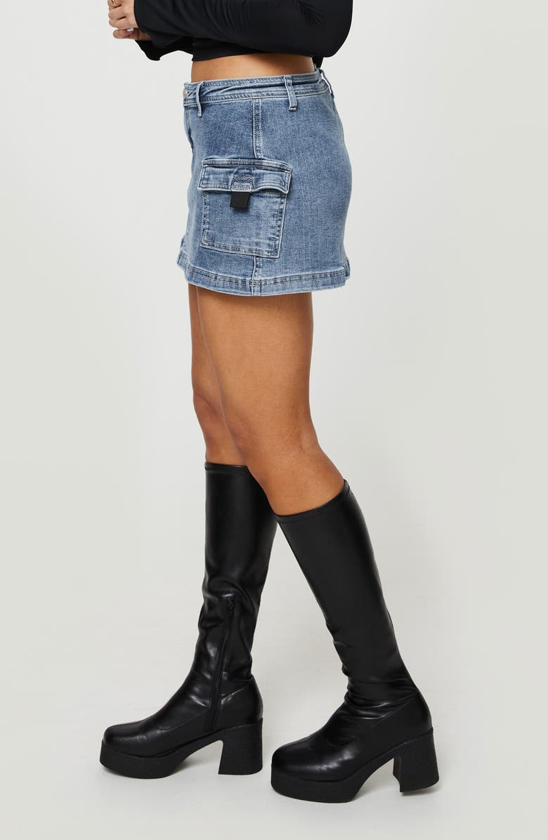 Princess Polly Grishea Low Rise Cargo Denim Miniskirt, Alternate, color, Blue