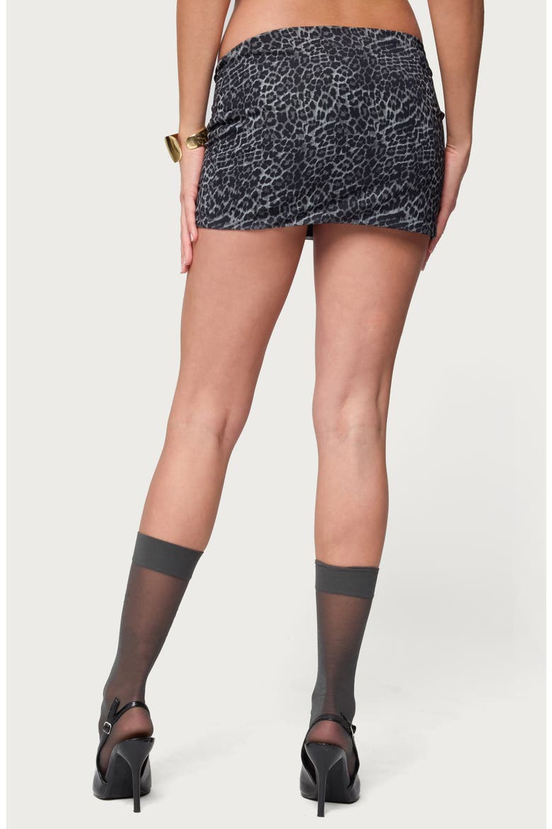 Edin Leopard Print Mesh Miniskirt, Alternate, color, BLACK