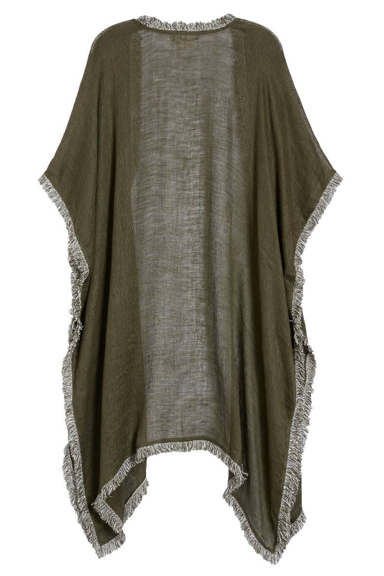 Fringe Trim Ruana, Alternate, color, OLIVE SARMA