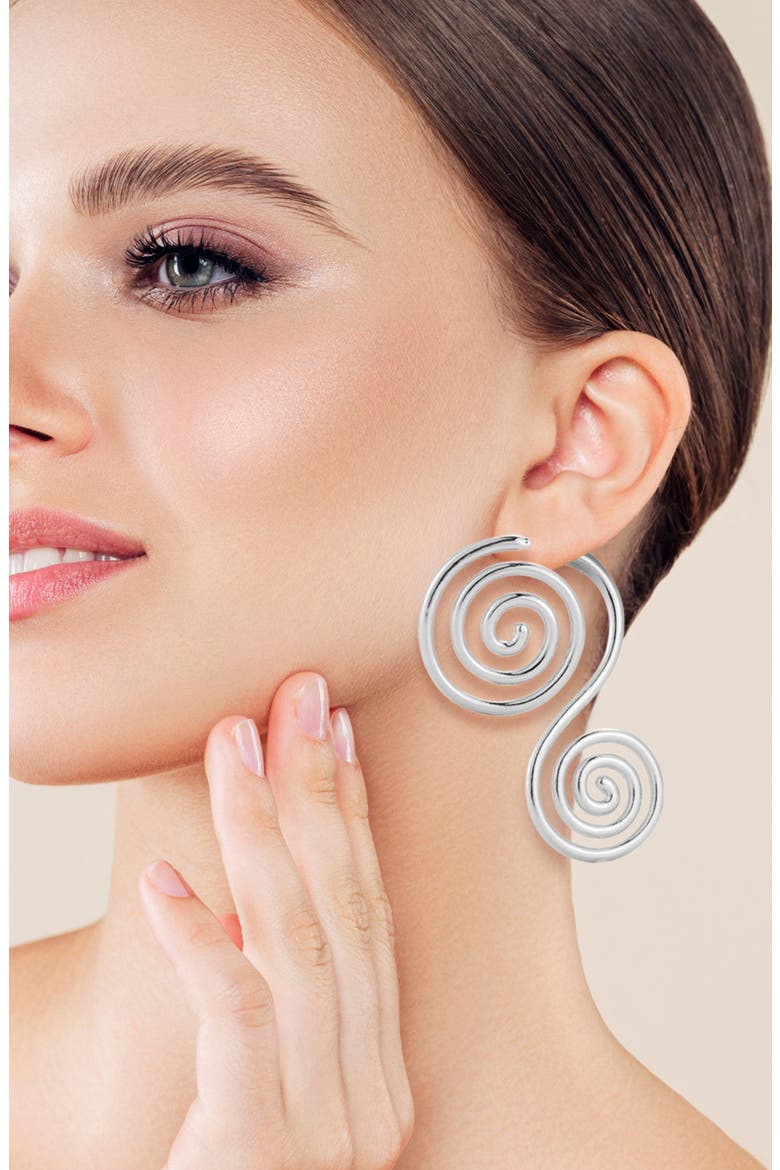 Silver Plated Swirl Drop Earrings, Alternate, color, SILVER