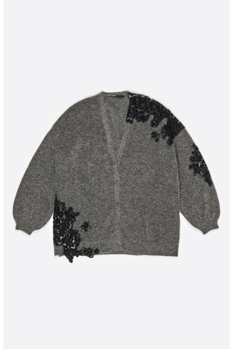 Long Lace Cardigan, Alternate, color, DARK GREY