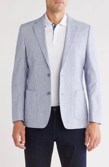 Original Penguin Blue/white Crosshatch Linen & Cotton Sport Coat In Blue