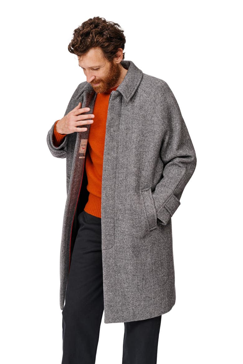 Dawes Wool Blend Overcoat, Main, color, Grey Herringbone