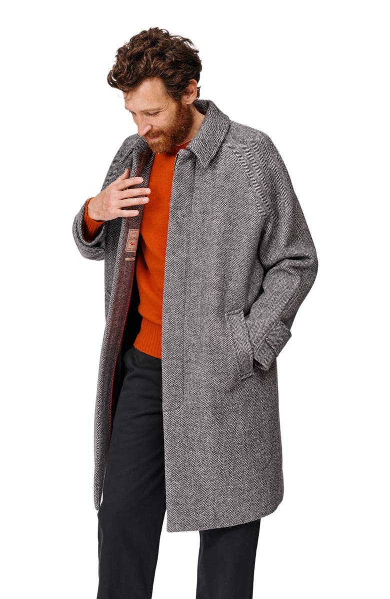 Aubin Dawes Wool Blend Overcoat, Main, color, Grey Herringbone