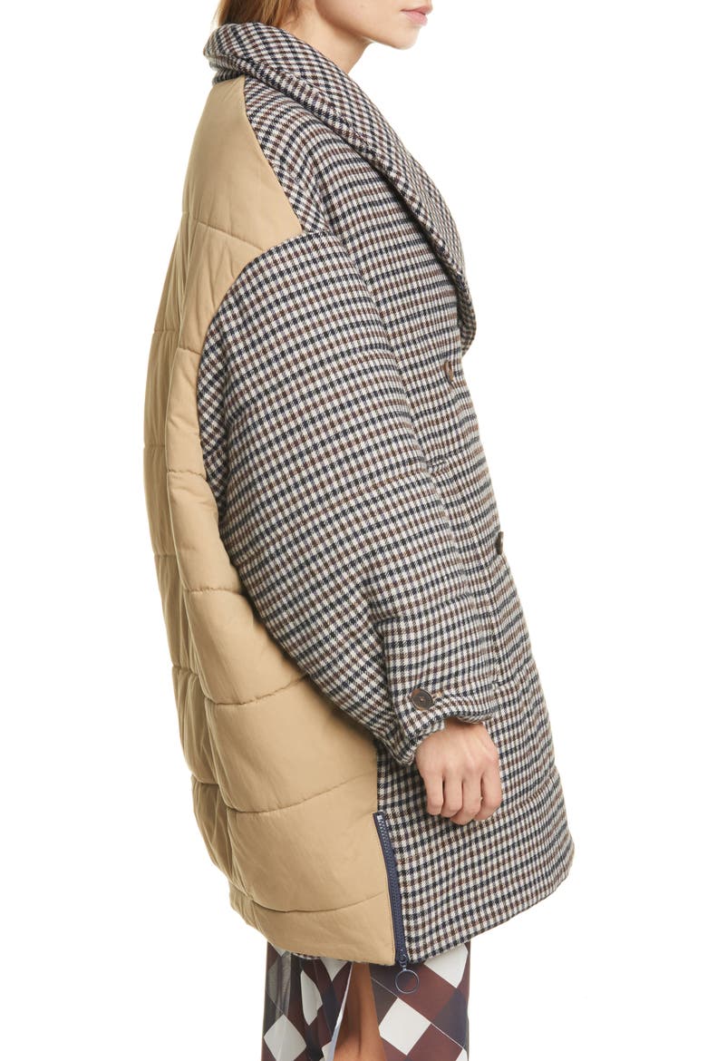 Diri Houndstooth Check Puffer Coat, Alternate, color, BROWN BLUE MINI HOUNDSTOOTH
