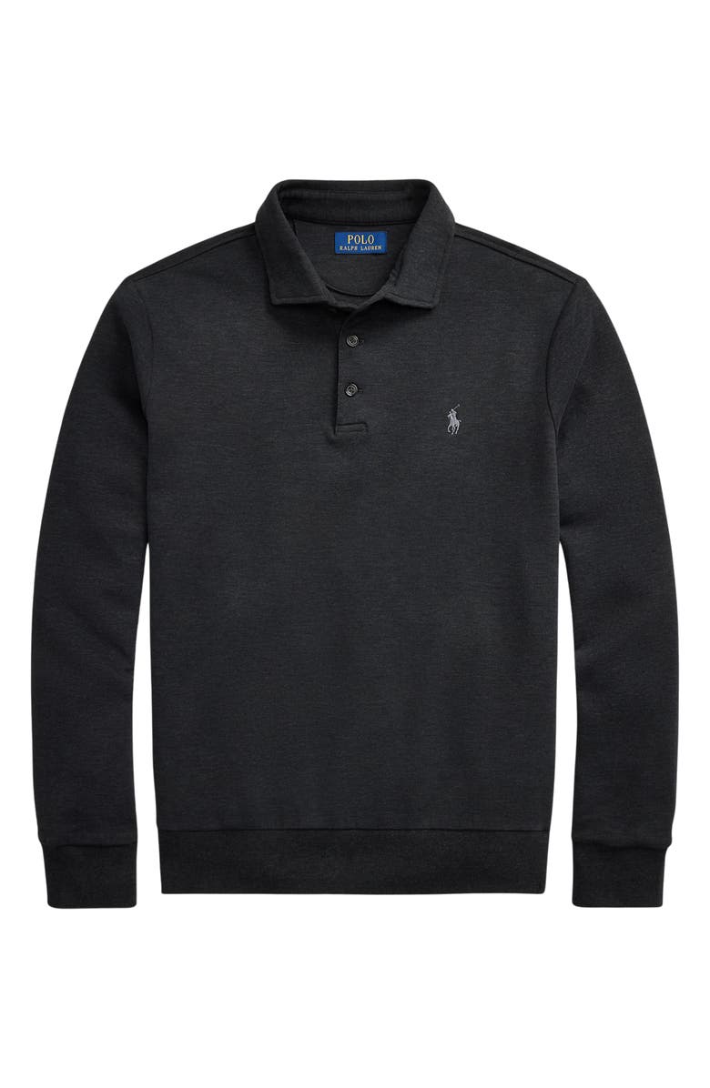 Polo Ralph Lauren Long Sleeve Luxury Cotton Blend Polo, Alternate, color, Polo Black Heather