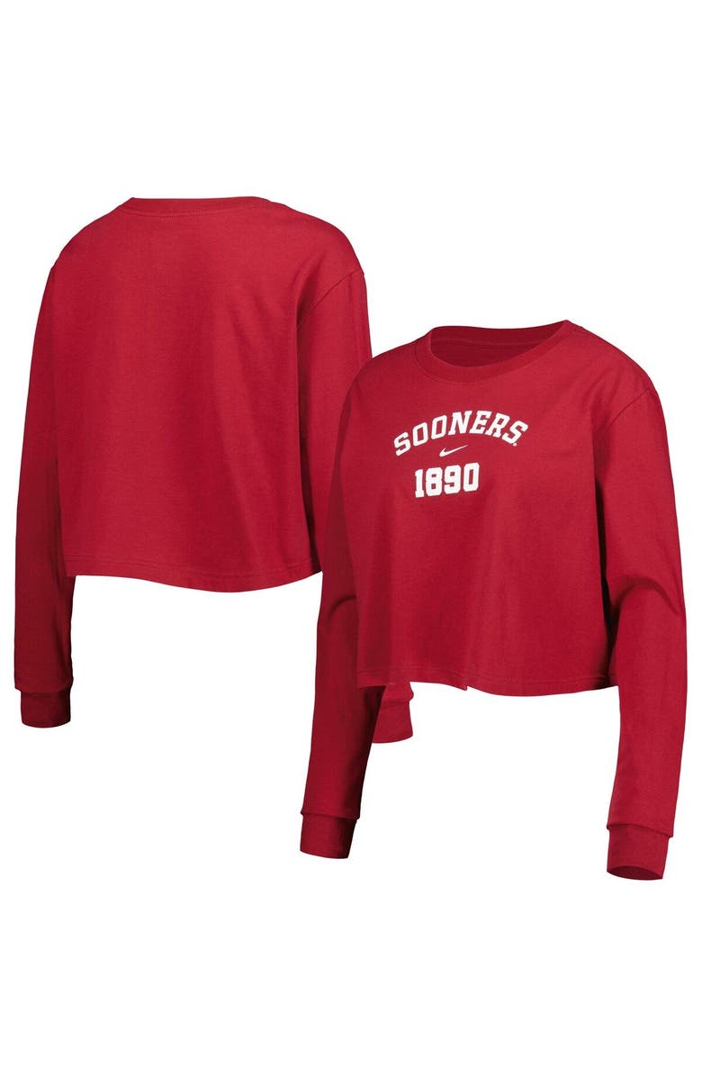 Nike Women's Nike Crimson Oklahoma Sooners Est. Cropped Long Sleeve T-Shirt, Main, color,
