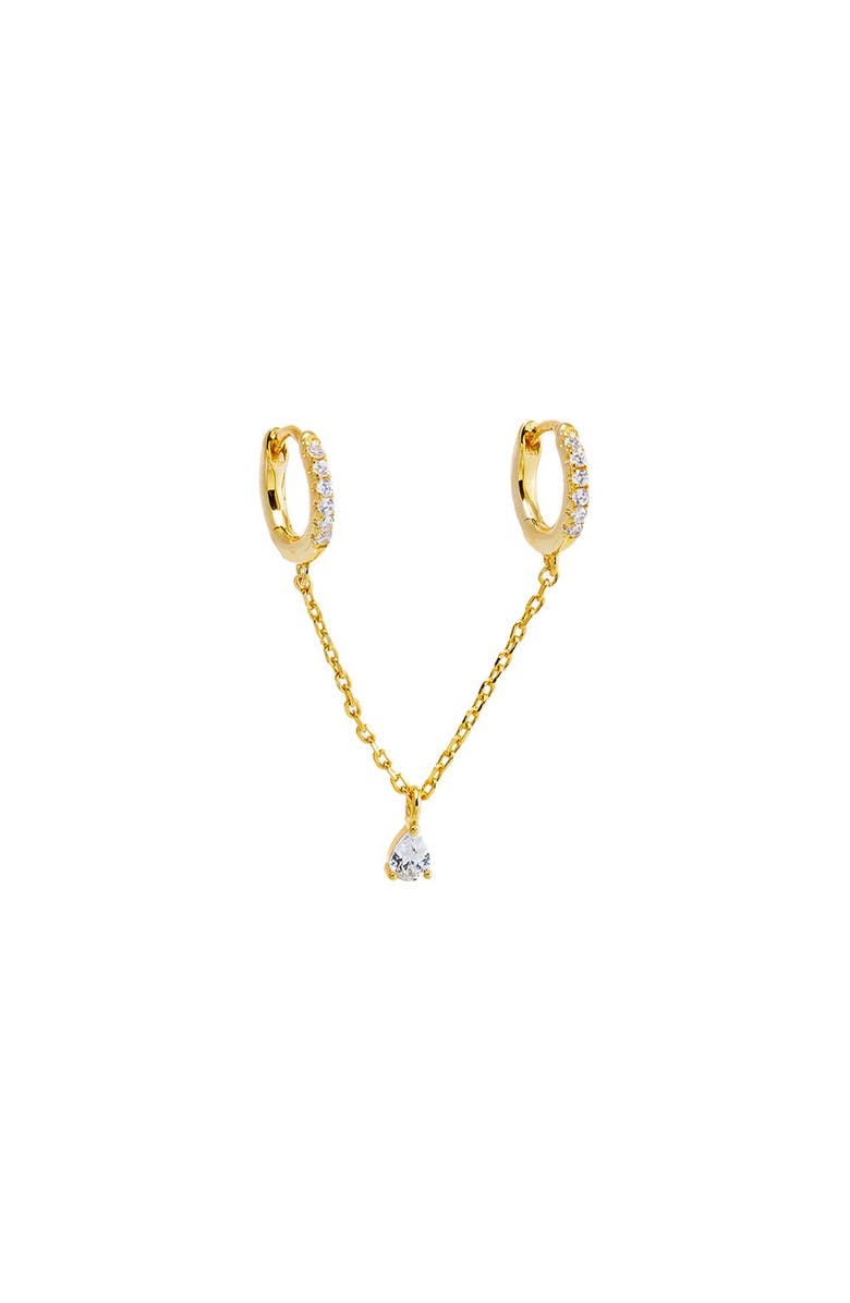 BY ADINA EDEN CZ Dangling Pear Chain Huggie Earring, Main, color, Gold