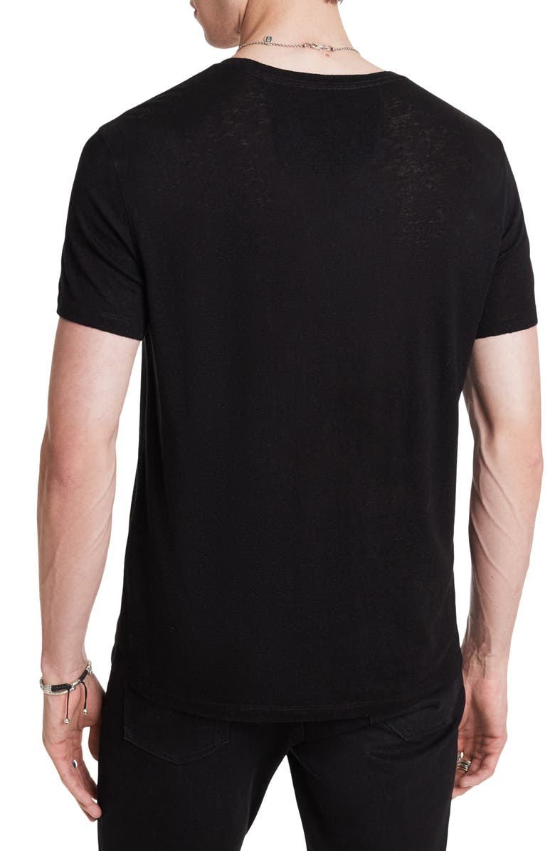 John Varvatos Embroidered Linen Blend T-Shirt, Alternate, color, 
