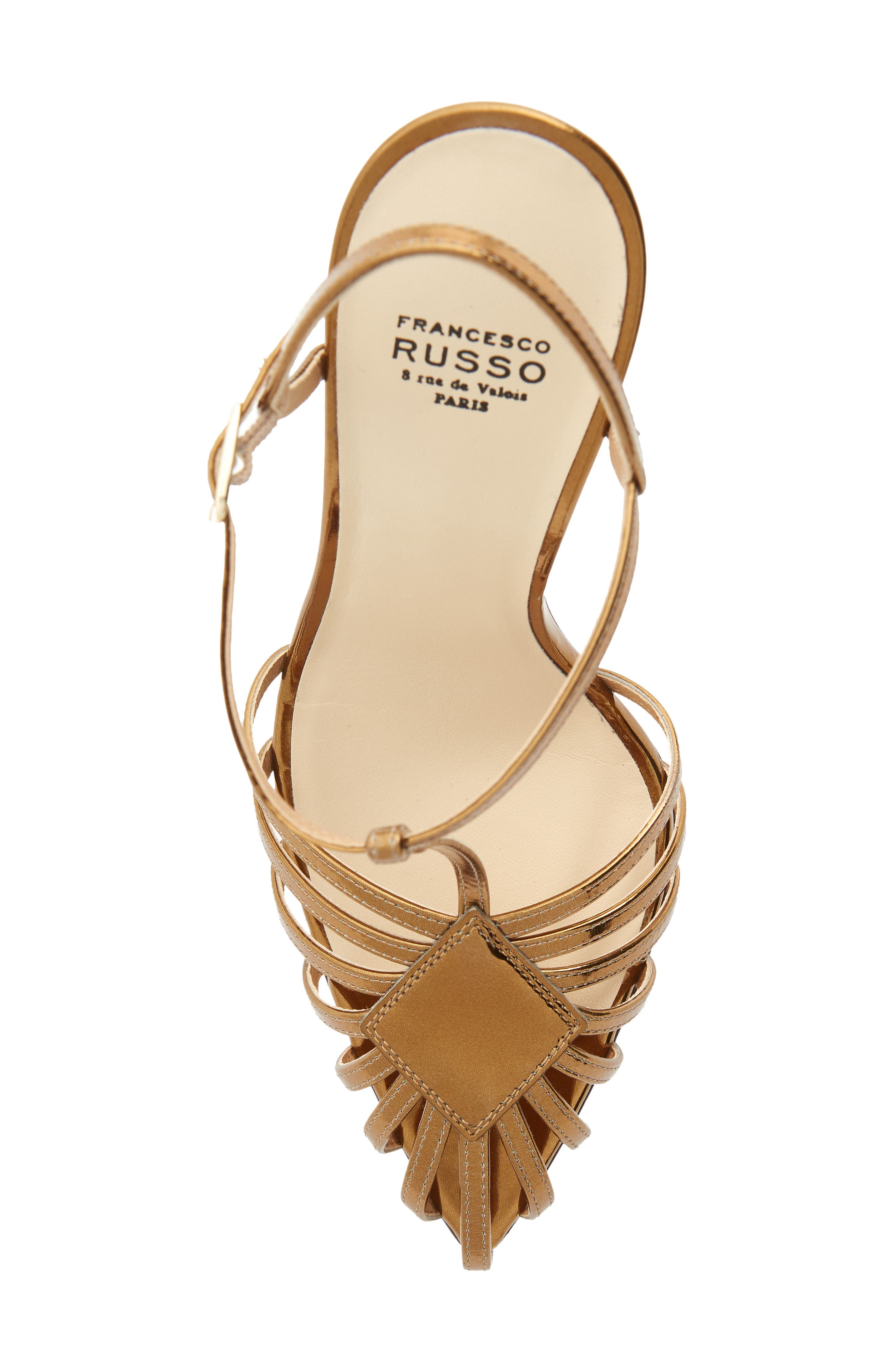 Francesco Russo T-Strap Metallic Stiletto Pump, Alternate, color, 