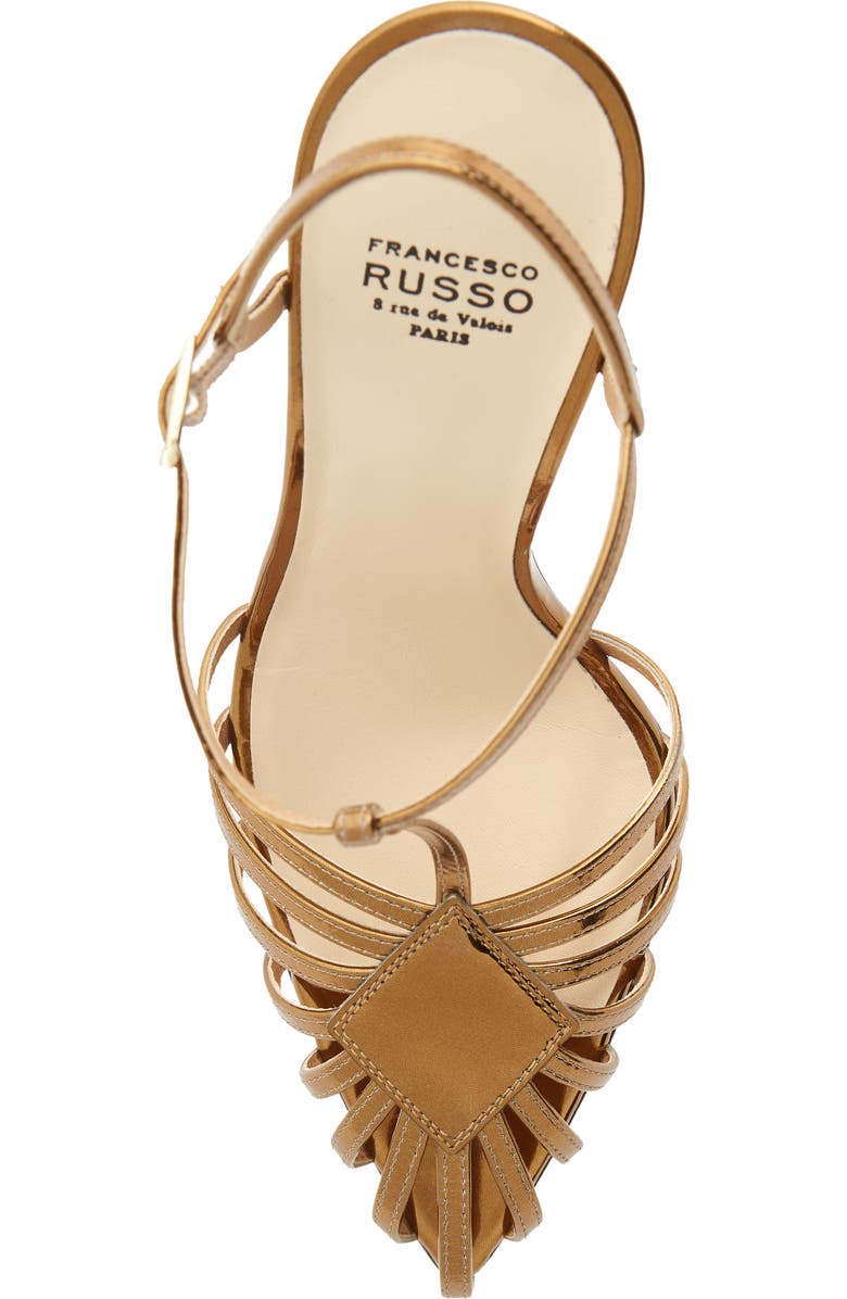 Francesco Russo T-Strap Metallic Stiletto Pump, Alternate, color,