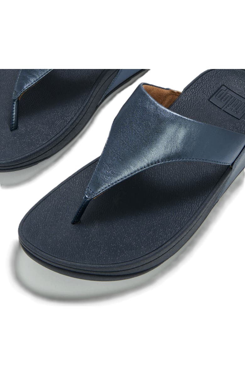 FitFlop Lulu Leather Toe Post Sandals, Alternate, color, Metallic Cosmic Blue