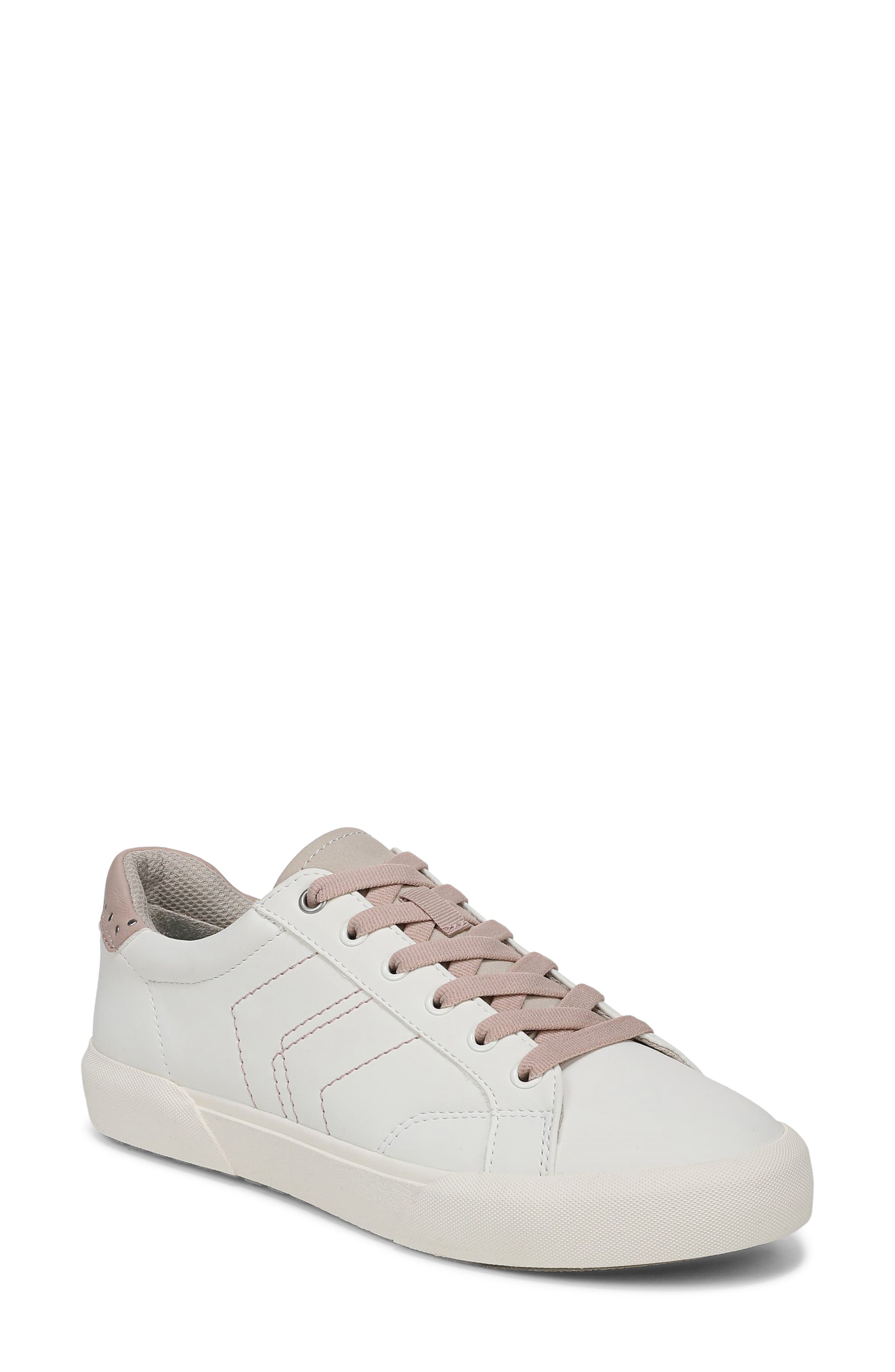 Faux Leather Sneaker, Main, color, WHITE/ ROSE FAUX LEATHER