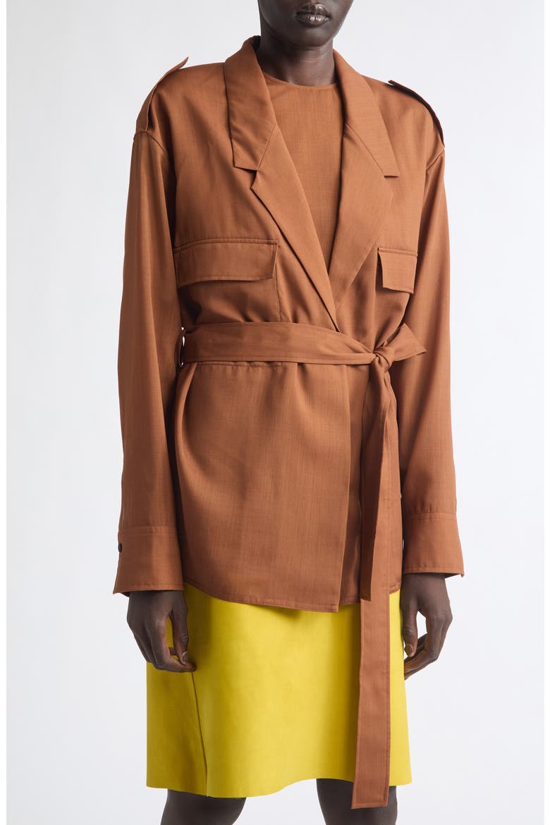 Wool Deconstructed Trench Blazer, Alternate, color, COGNAC