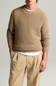 Vince Crafted Textured Cotton & Cashmere Crewneck Sweater