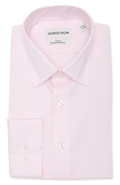 Nordstrom Trim Fit Gingham Premium Performance Dress Shirt In Pink Gingham Check