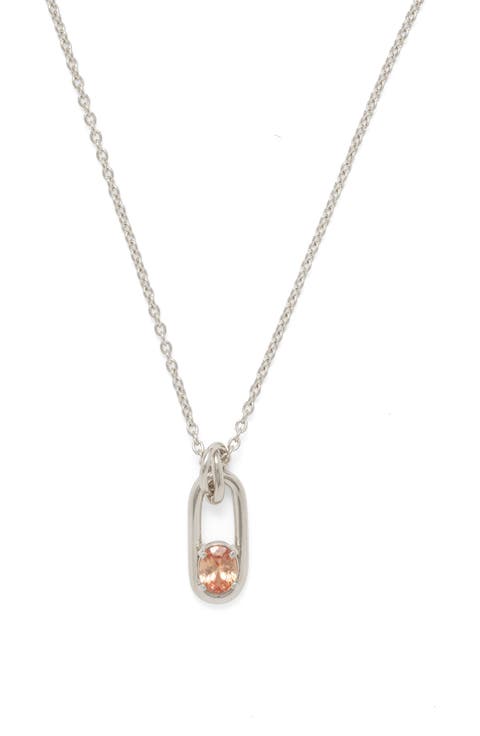 Cubic Zirconia Link Pendant Necklace