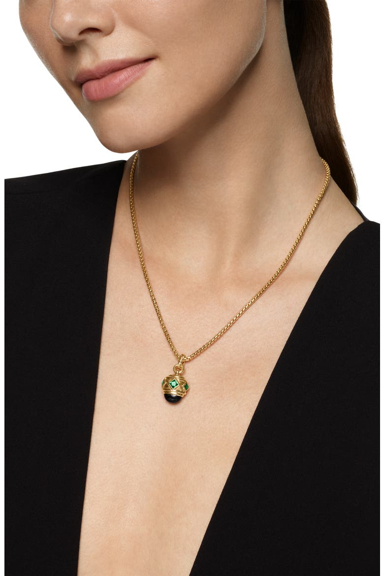 Renaissance Amulet in 18K Yellow Gold, 29mm, Alternate, color, TSAVORITE