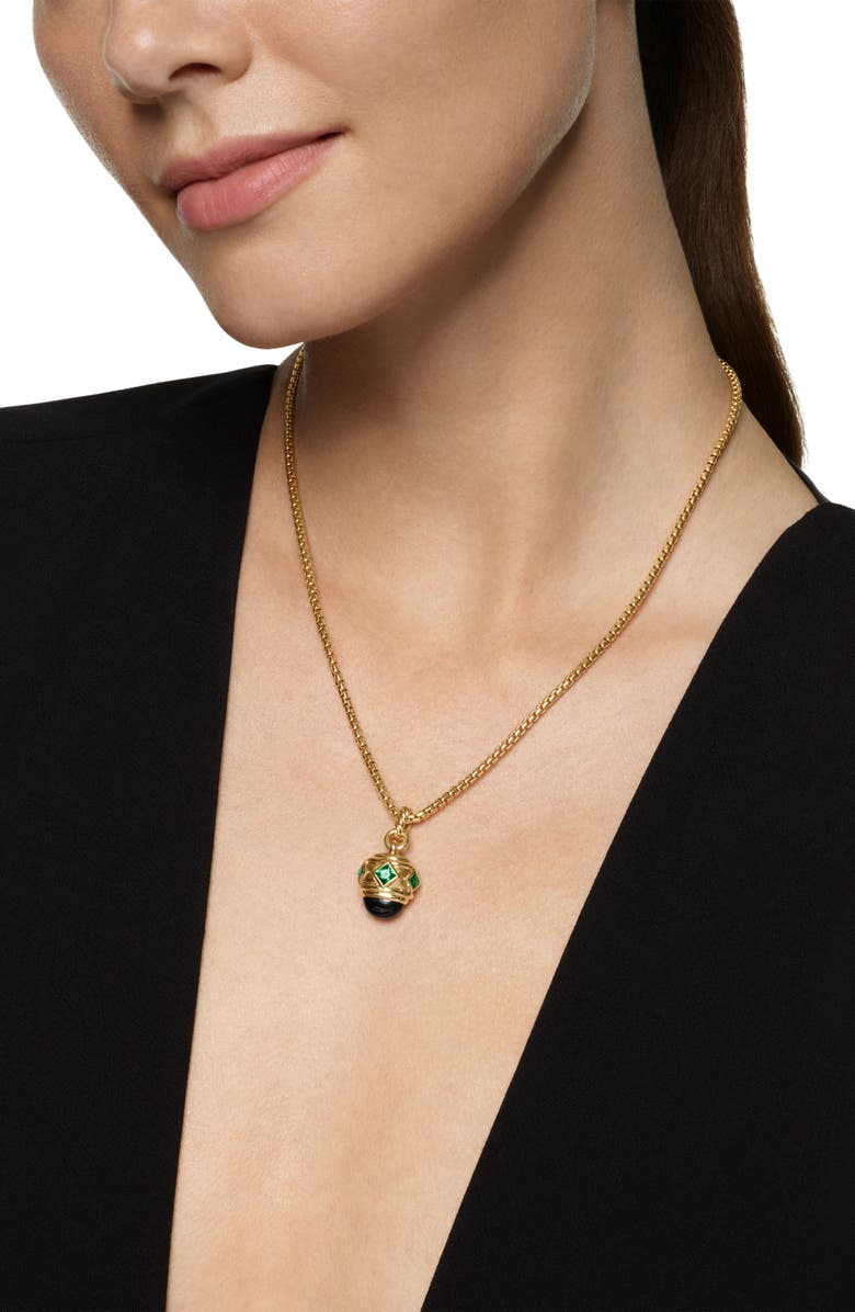 David Yurman Renaissance Amulet in 18K Yellow Gold, 29mm, Alternate, color, Tsavorite