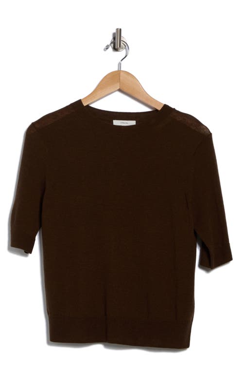 Vince Short Sleeve Wool Blend Sweater In Brown