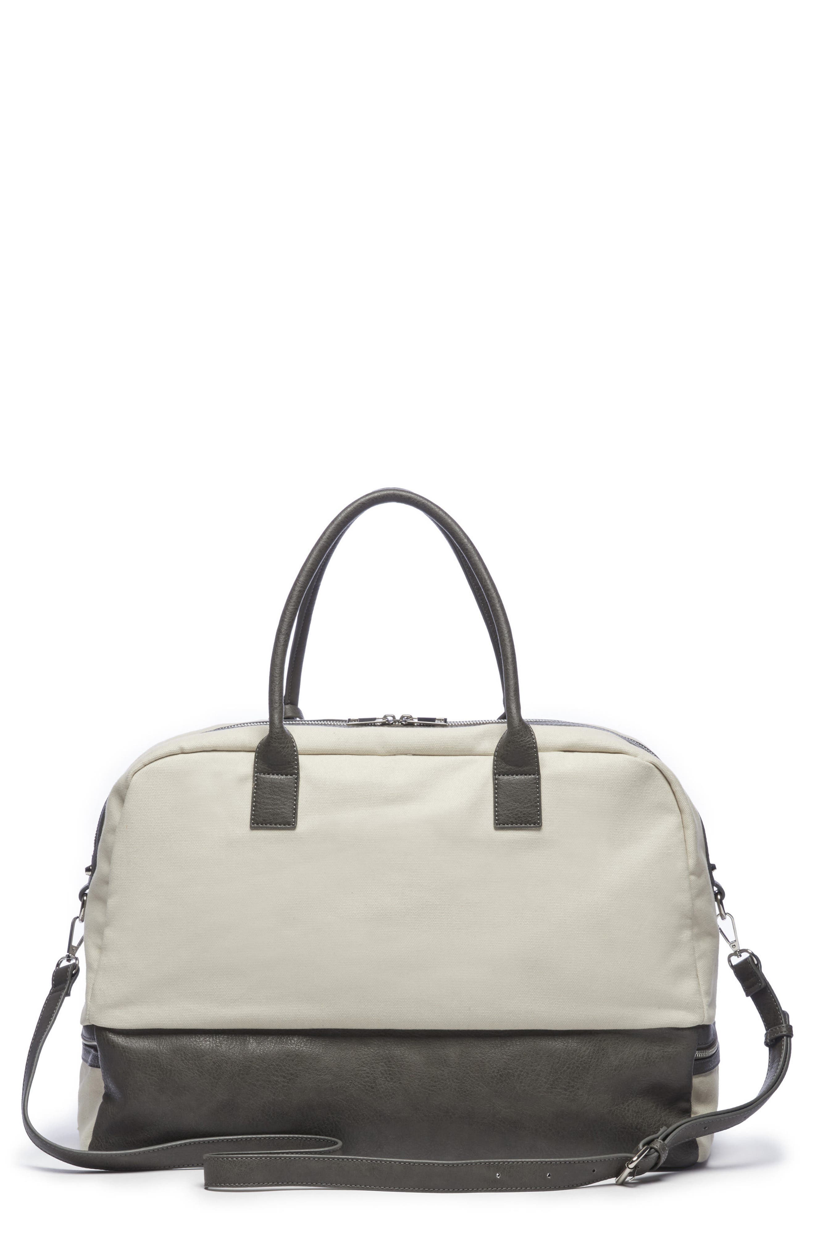 Faux Leather Weekend Bag, Main, color, NATURAL COMBO