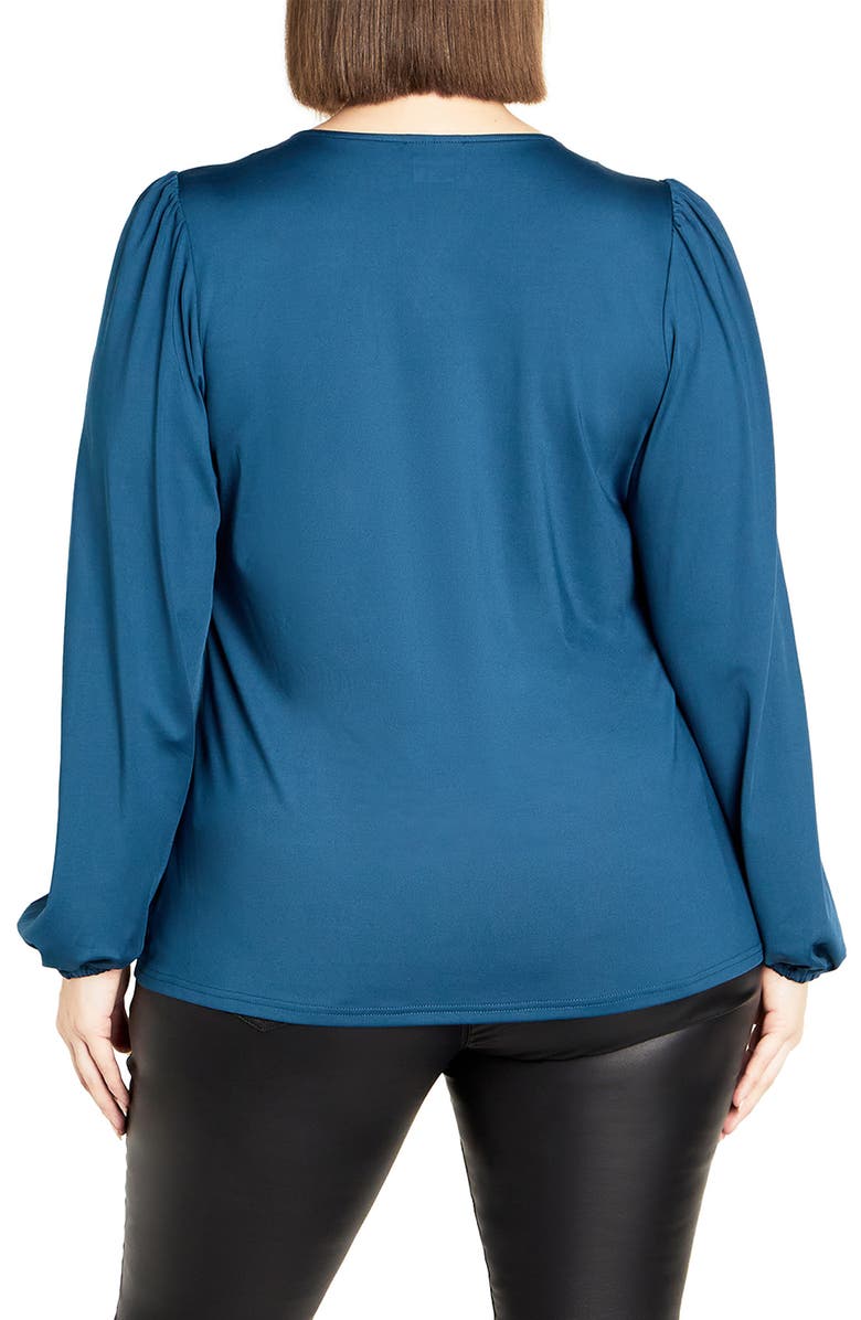 City Chic Romee Chain Detail Long Sleeve Top, Alternate, color, Midnight