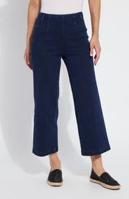 Lysse Layton Pull-On High Waist Crop Wide Leg Knit Jeans