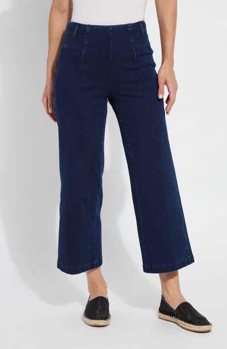 Layton Pull-On High Waist Crop Wide Leg Knit Jeans
