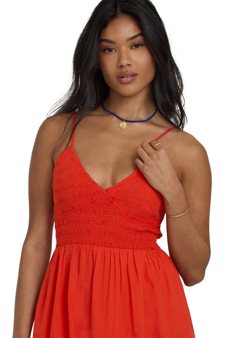 Such a Trip Smocked Bodice Cotton Midi Dress, Alternate, color, RED ALOHA