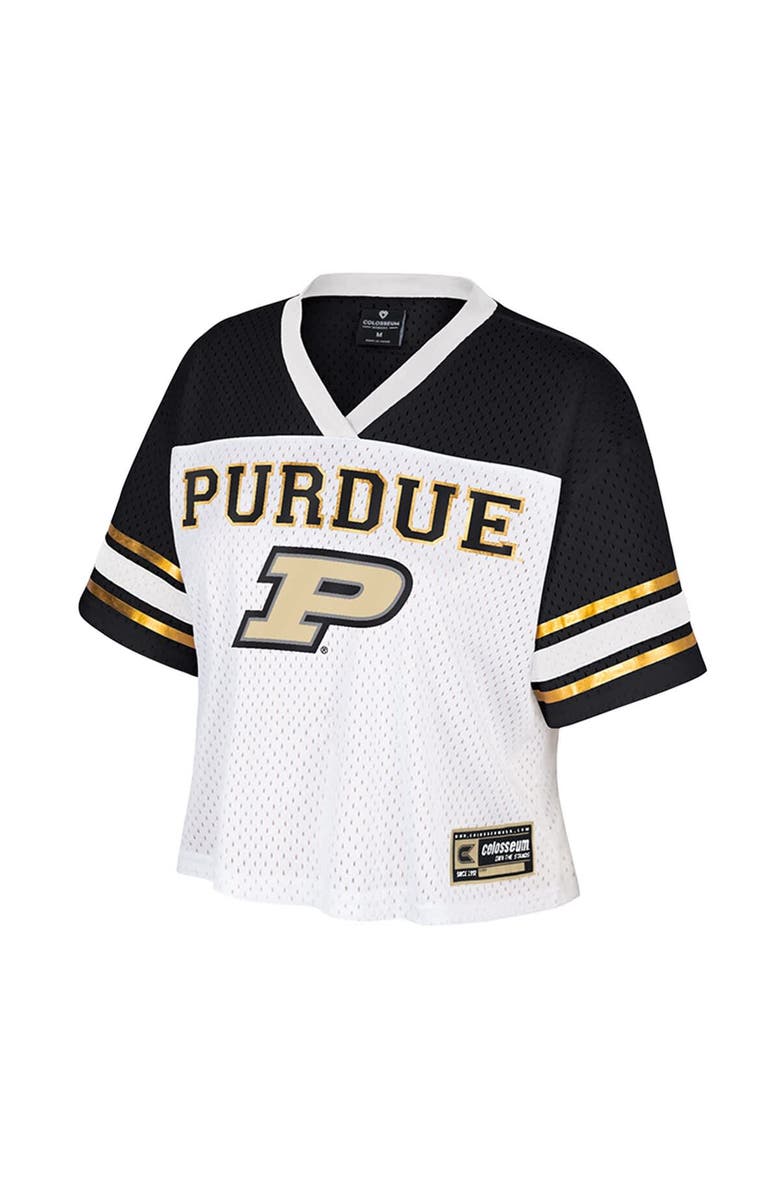 COLOSSEUM Women's Colosseum White Purdue Boilermakers Treasure Cropped Football Jersey, Alternate, color, White