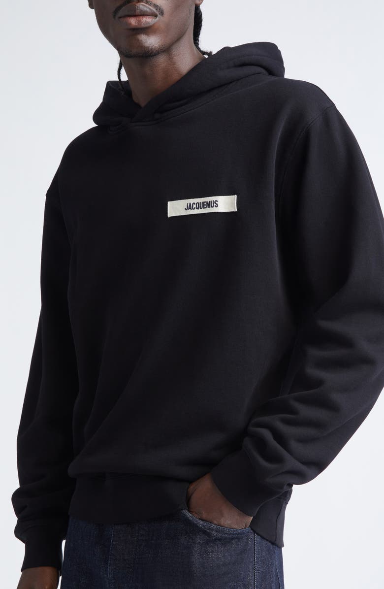 Jacquemus Le Hoodie Gros Grain Cotton Hoodie, Alternate, color, Black