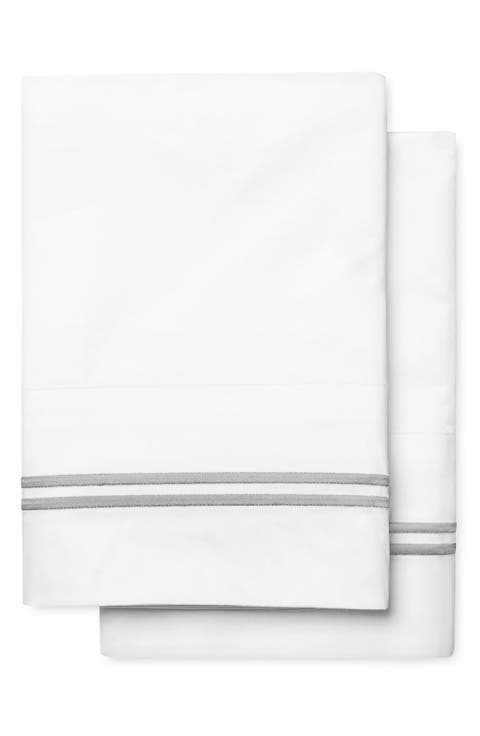 Border Stripe 600 Thread Count Cotton Standard Pillowcases