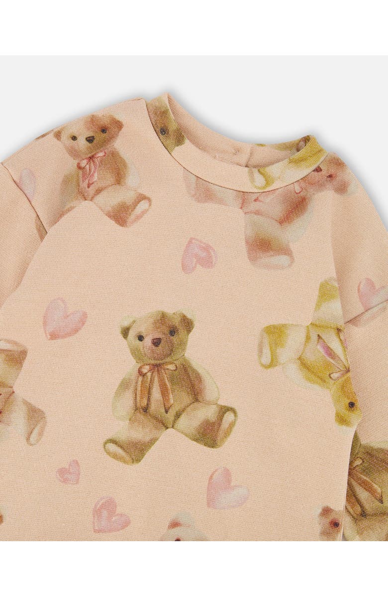 Deux par Deux Glittering French Terry Dress Teddy Bear, Alternate, color, Beige
