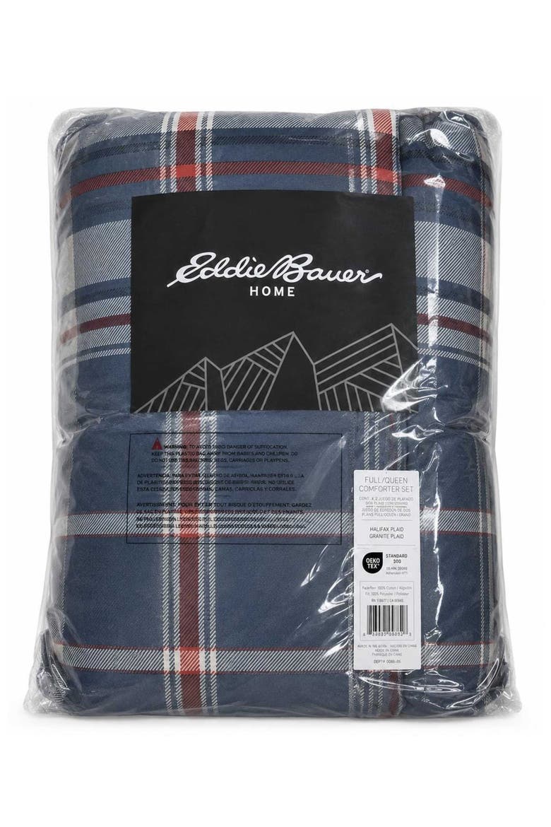 Halifax Plaid Comforter Set, Alternate, color, BLUE/ WHITE
