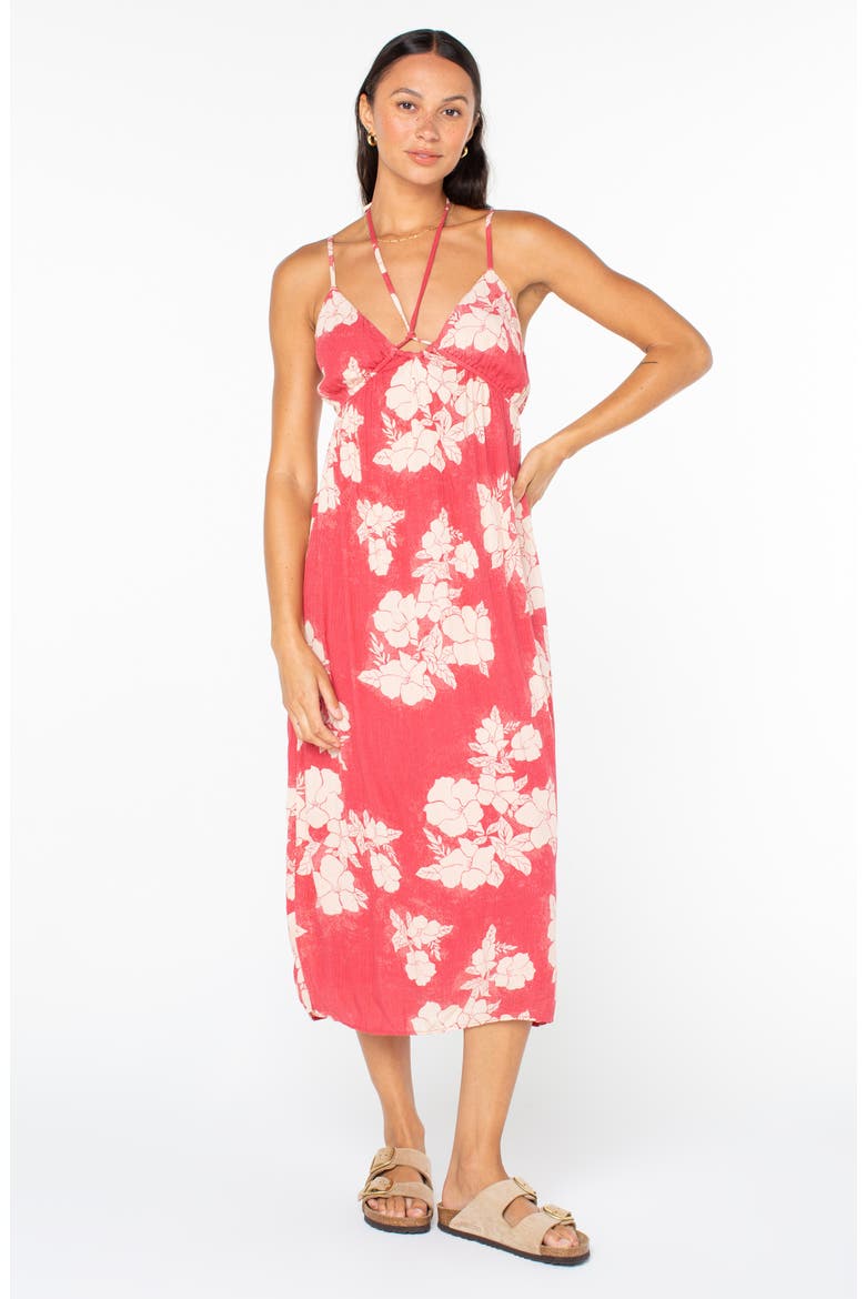 Sunshine Crush Floral Halter Strap Minidress, Alternate, color, HOLLY BERRY