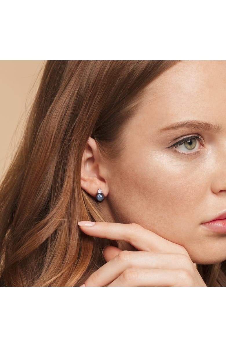 Julianna B. Tahitian Pearl & Diamond Stud Earrings, Alternate, color, Tahitian Pearl