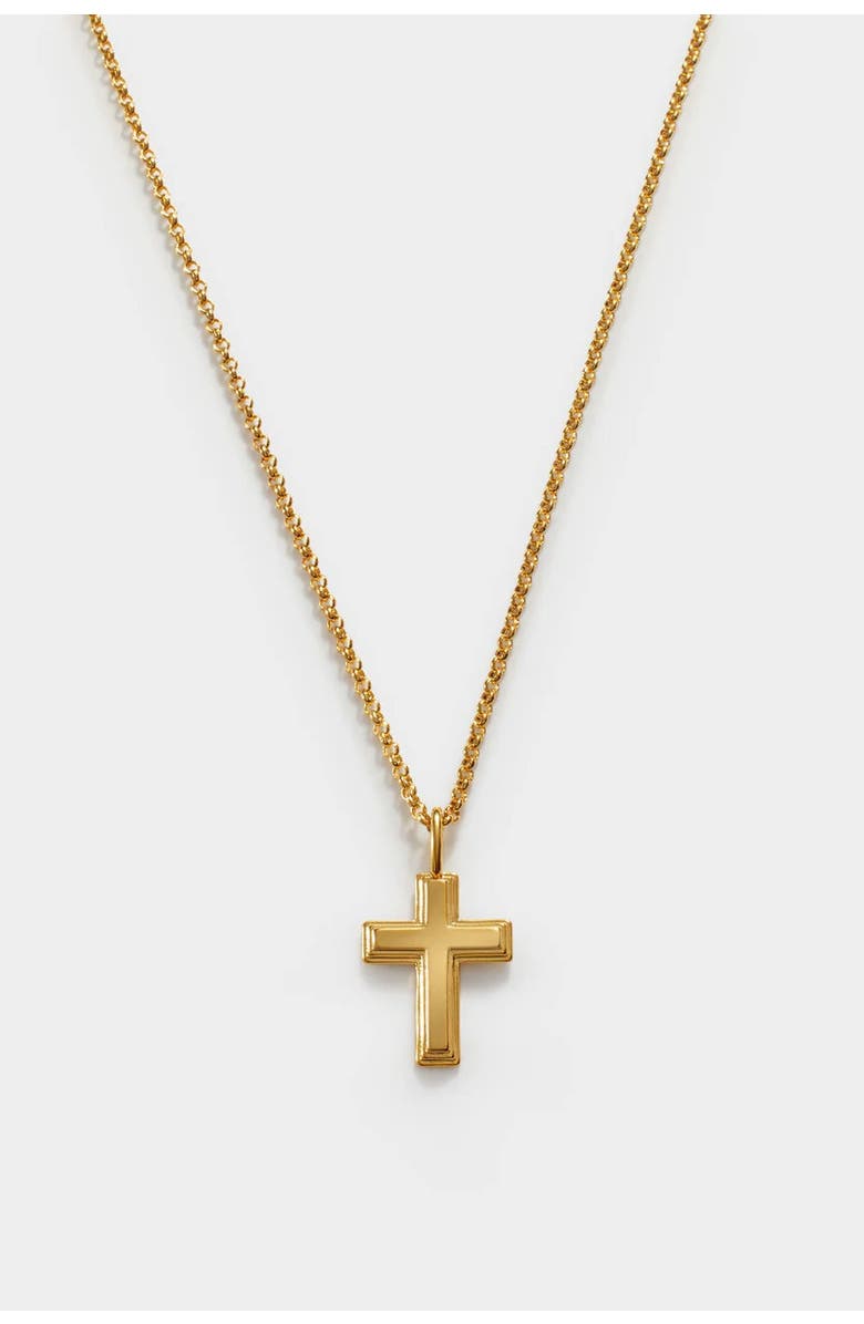 Katie Loxton Cross Waterproof Gold Necklace, Main, color, Gold