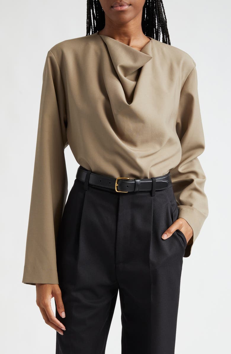 Róhe Drape Virgin Wool Top, Main, color, Khaki