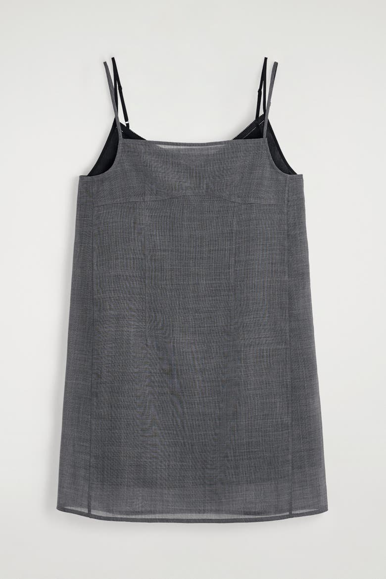 Semi-sheer Layered Wool Mini Dress, Alternate, color, GRAY MÉLANGE / BLACK
