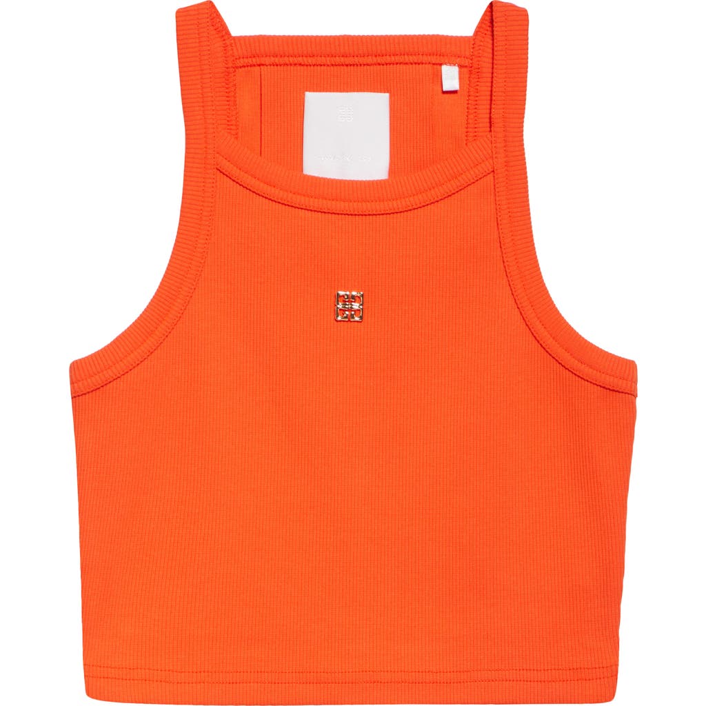 Givenchy Cropped Tank Top In Cotton With 4g Liquid Detail In Orange