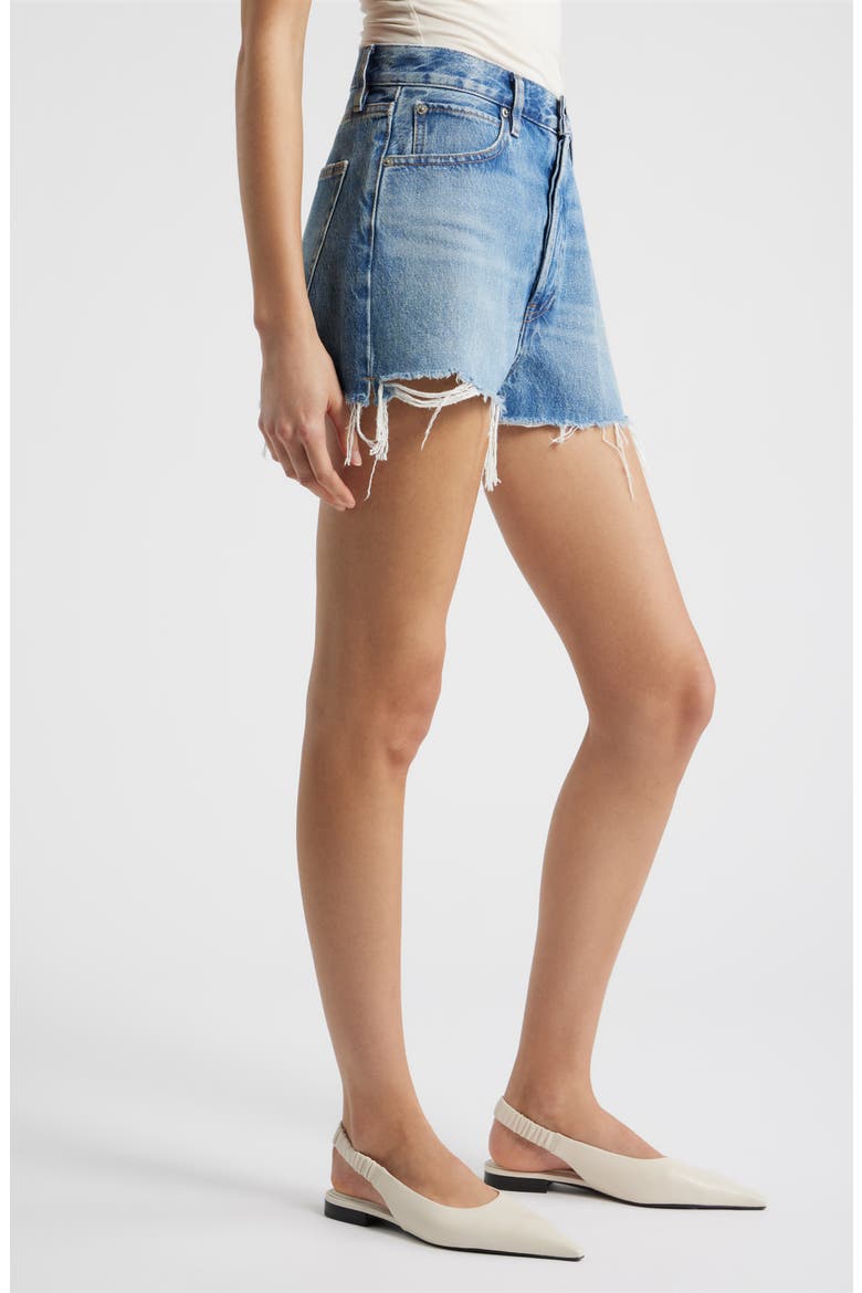 The Dare High Waist Denim Cutoff Shorts, Alternate, color, SPRAWL