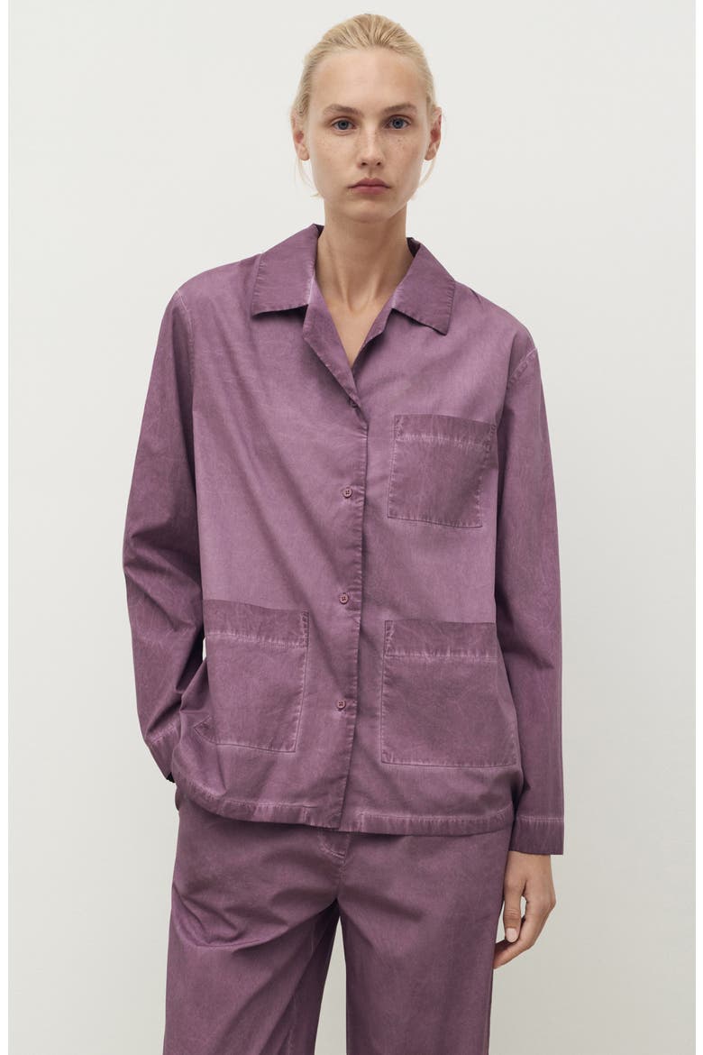 Garment-Dyed Cotton Pajama Pants, Alternate, color, PLUM