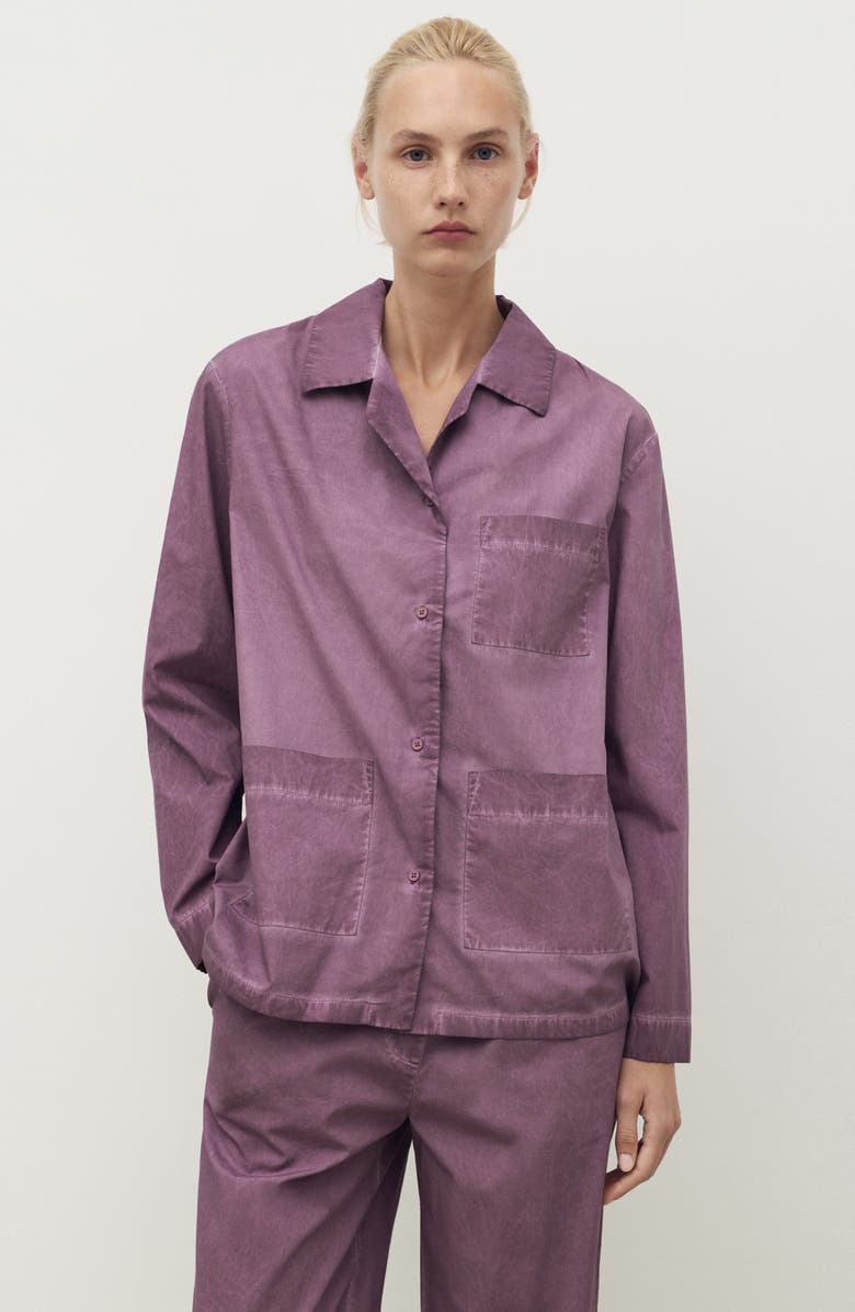 MANGO Garment-Dyed Cotton Pajama Pants, Alternate, color, Plum