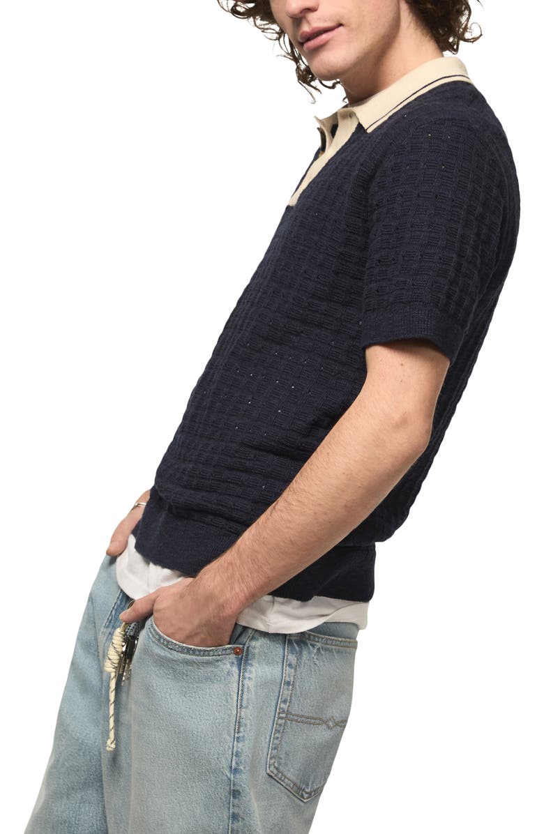 Lucky Brand Contrast Tipped Polo, Alternate, color, Cadet Navy