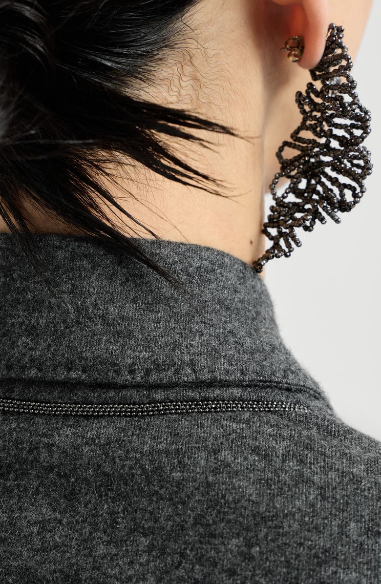 Brunello Cucinelli Cashmere jersey blazer with monili, Alternate, color, Anthracite