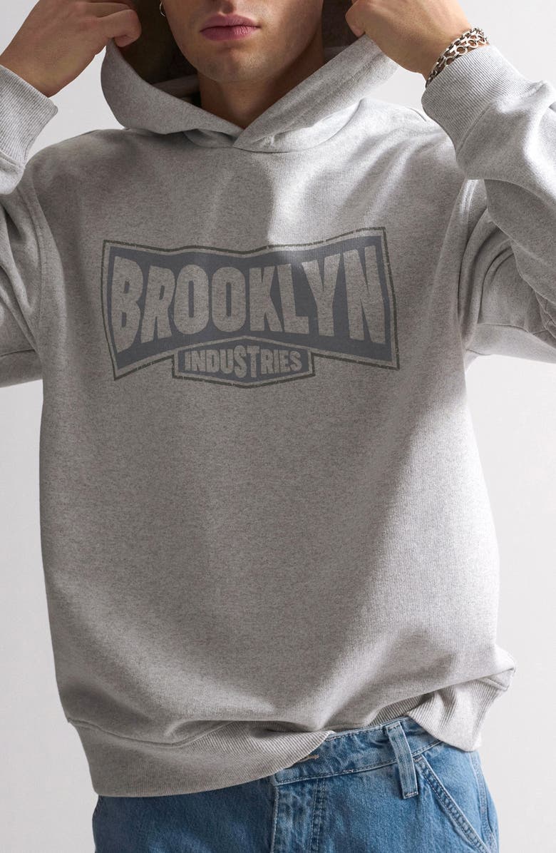 Brooklyn Industries Logo Hoodie, Alternate, color, Light Grey Melange