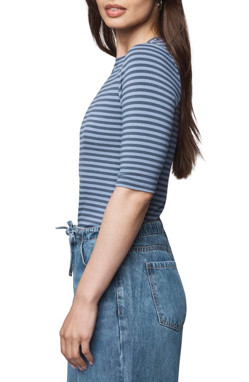 Splendid Quarter Sleeve Stripe Top In Blue